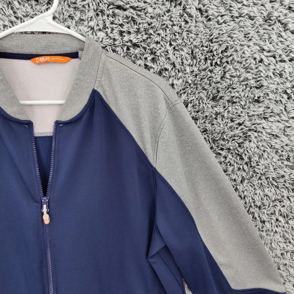 C-BUK by Cutter & Buck Mens Pop Fly Full Zip Jacket Large Blue Gray Colorblock